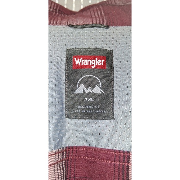 Wrangler‎ 2 Pocket Utility Shirt Size 3XL Plaid Regular Fit Convertible Sleeve - Picture 6 of 7